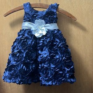 Navy Rose Formal Dress; 12mo.